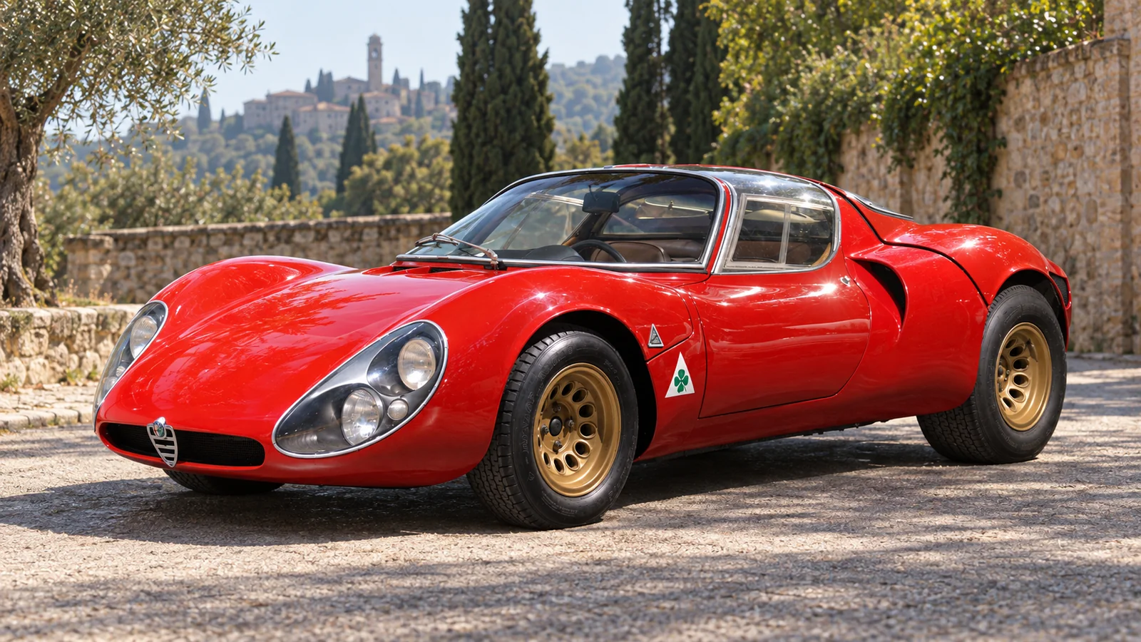Alfa Romeo 33 Stradale, прототип 1967 года, вид спереди в три четверти