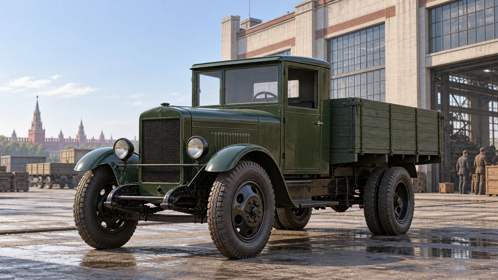 Грузовик АМО-3 1932 года во дворе московского автозавода
