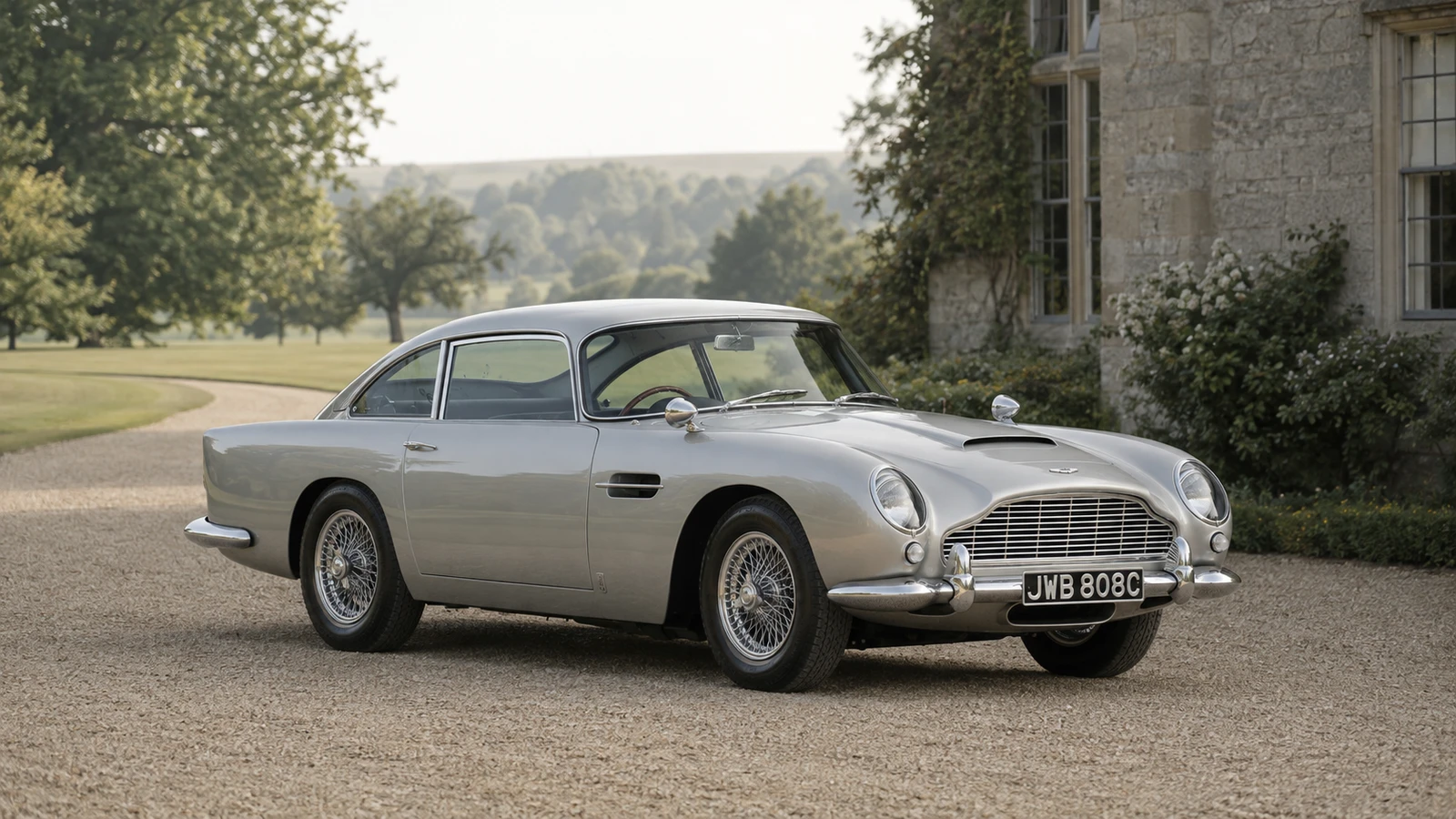 Aston Martin DB5 Saloon 1964 года со штатным кузовом и спицованными колёсами
