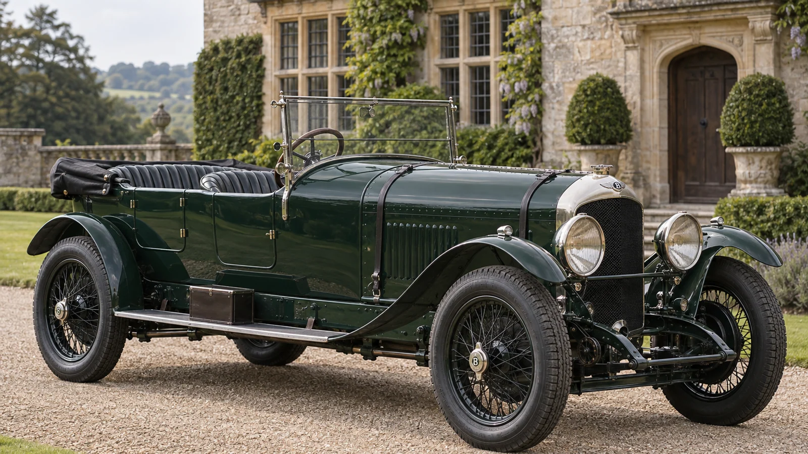 Зелёный Bentley 3 Litre Speed с открытым кузовом турер