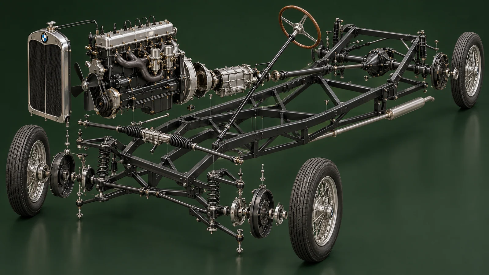 Трубчатая рама и шестицилиндровый двигатель BMW 303