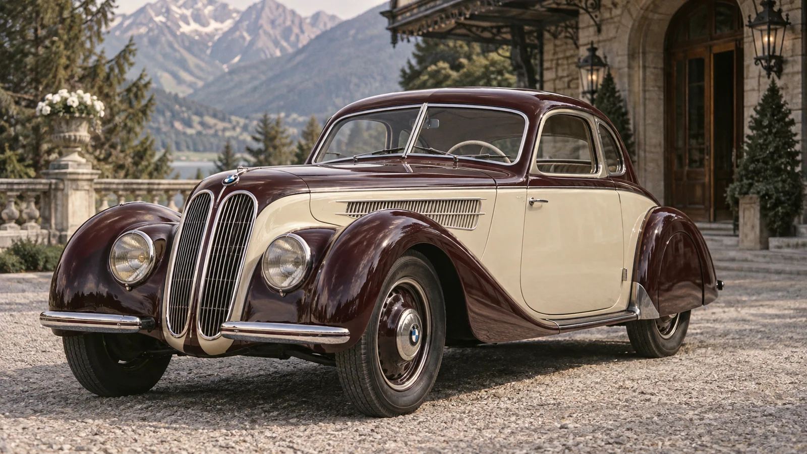 BMW 327 купе 1938 года, современная музейная иллюстрация