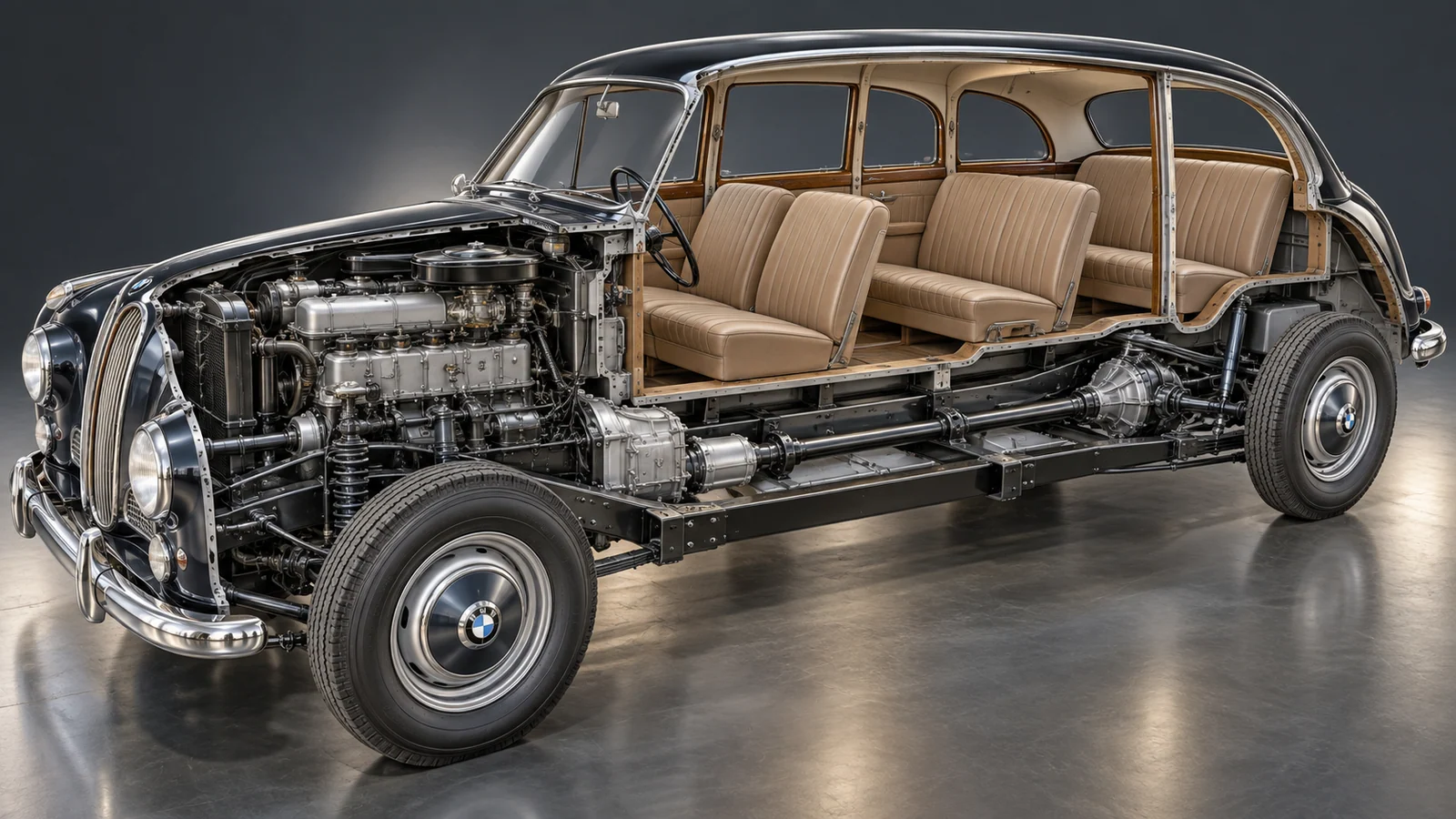 Рама и шестицилиндровый двигатель BMW 501