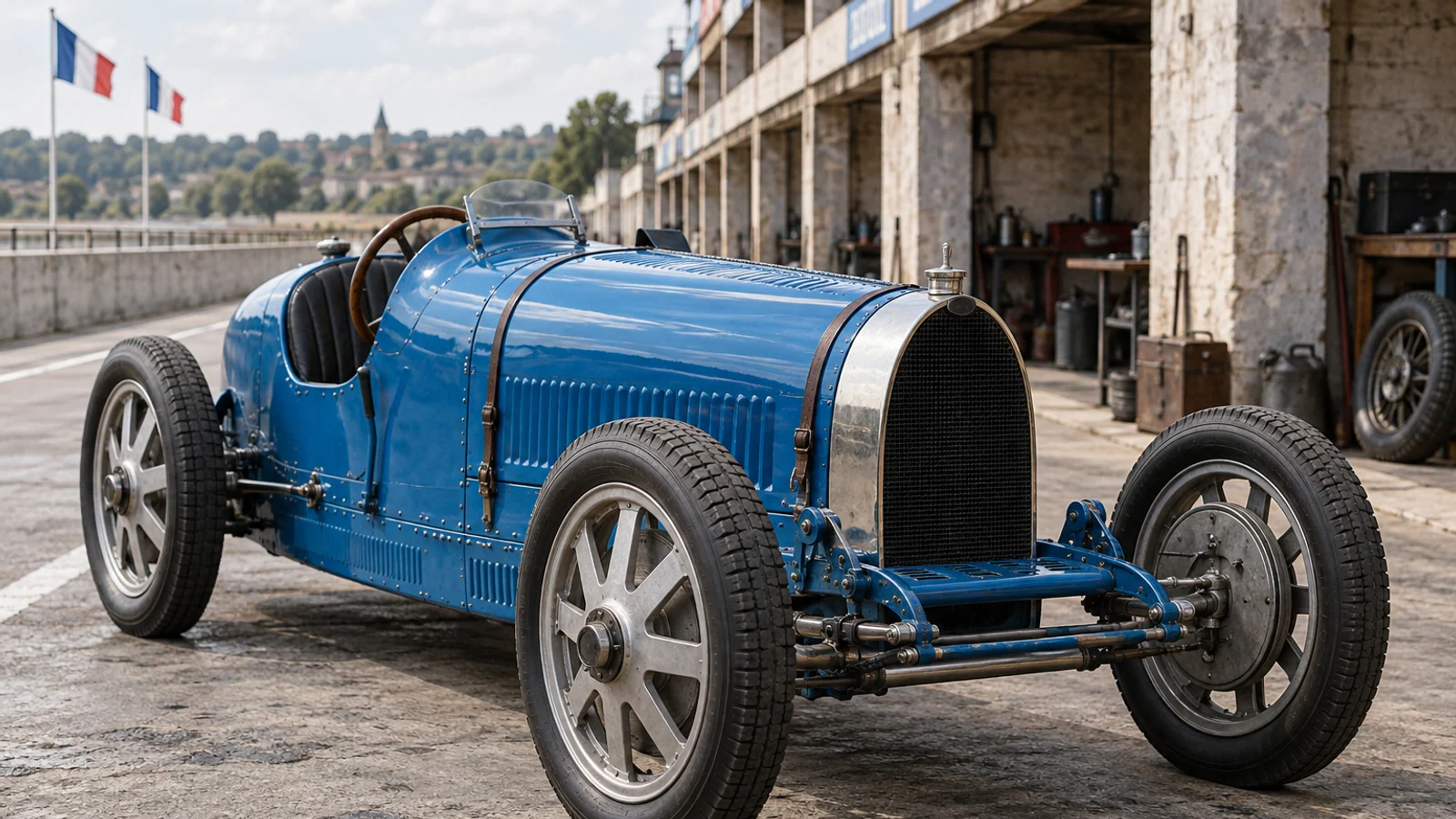 Bugatti Type 35, современная музейная иллюстрация