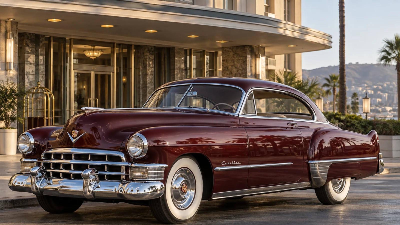 Бордовый Cadillac Coupe de Ville 1949 года