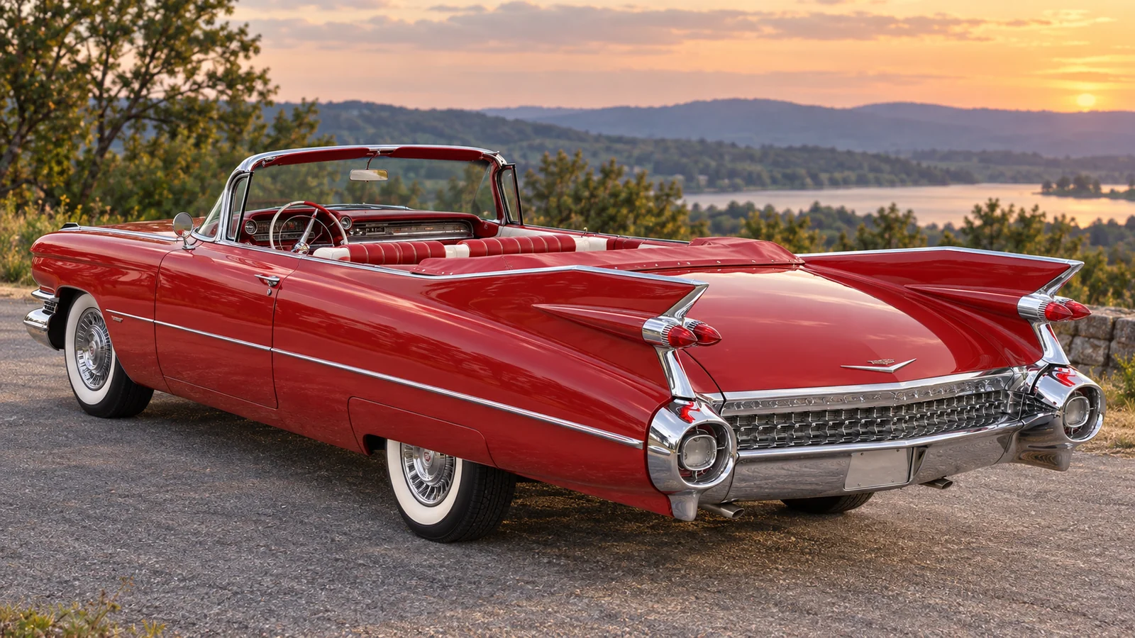 Cadillac Series 62 Convertible 1959 года, вид сзади в три четверти