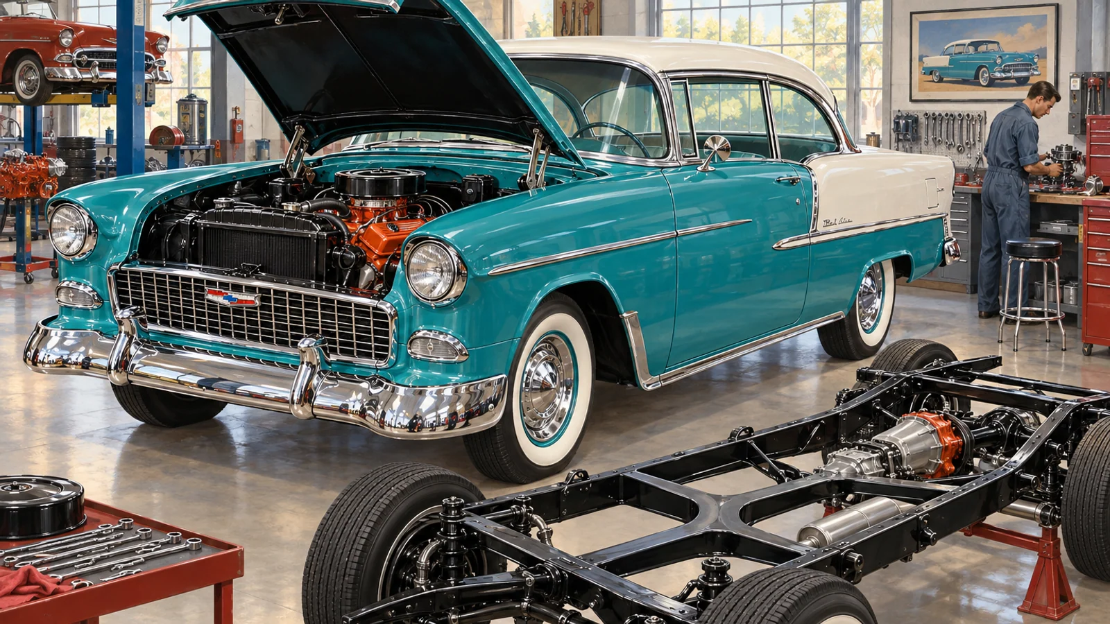 Двигатель 265 small-block V8 Chevrolet Bel Air 1955 года