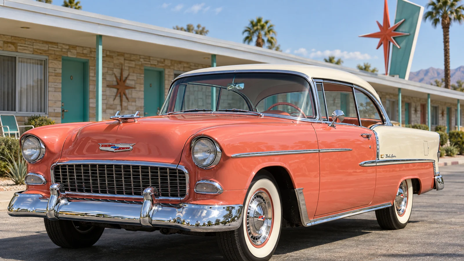 Двухцветный Chevrolet Bel Air Sport Coupe 1955 года