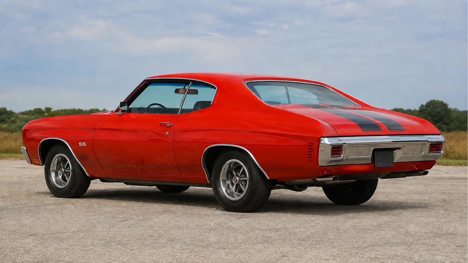Chevelle SS 1970 года с прямоугольными фонарями в заднем бампере