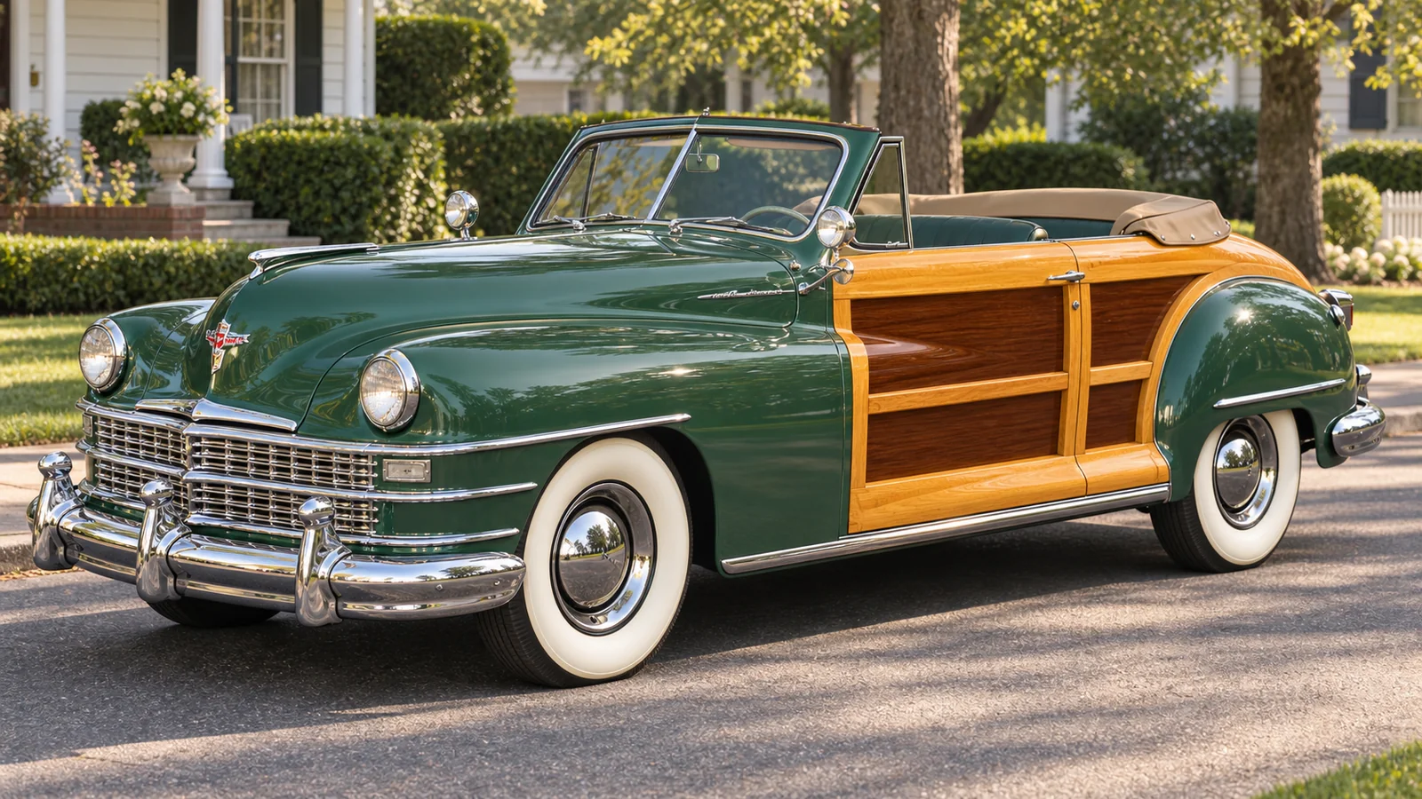 Chrysler Town & Country Convertible 1948 года, вид спереди в три четверти