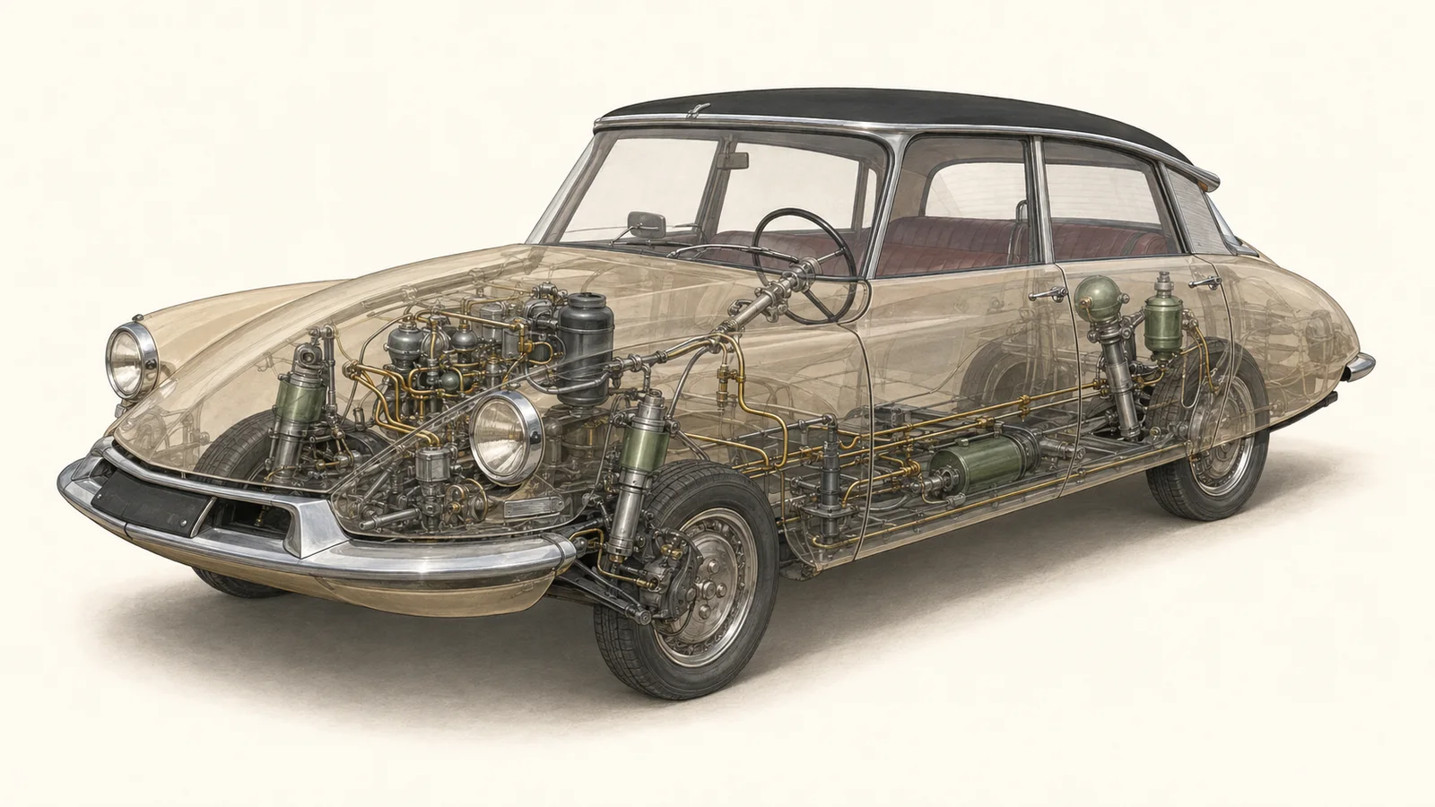Устройство гидропневматической системы Citroën DS