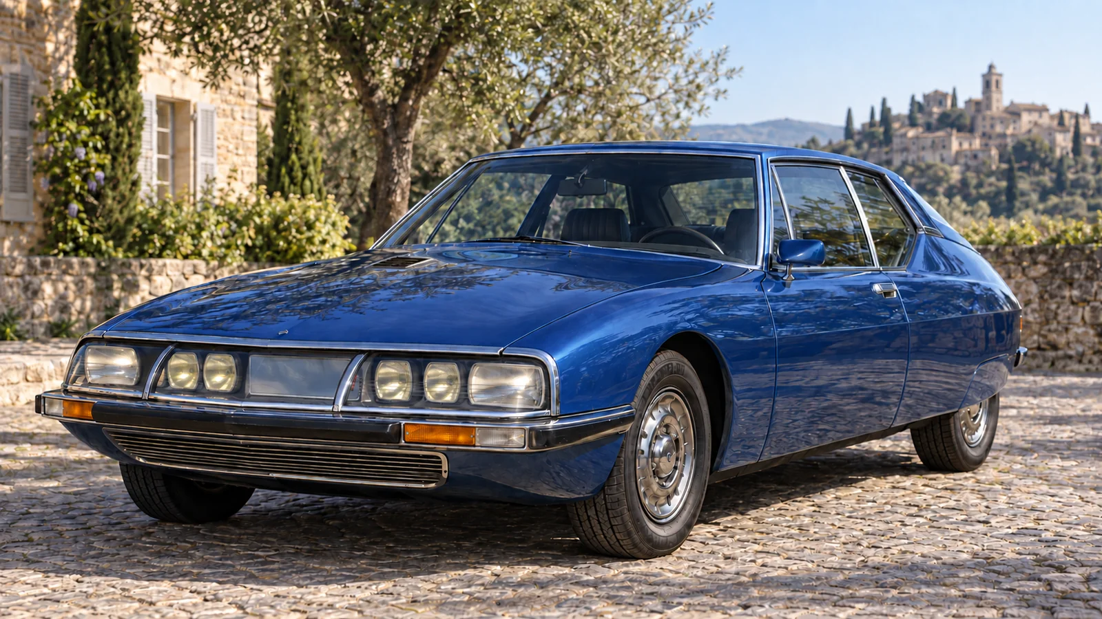 Citroën SM, европейское купе 1971 года, вид спереди в три четверти
