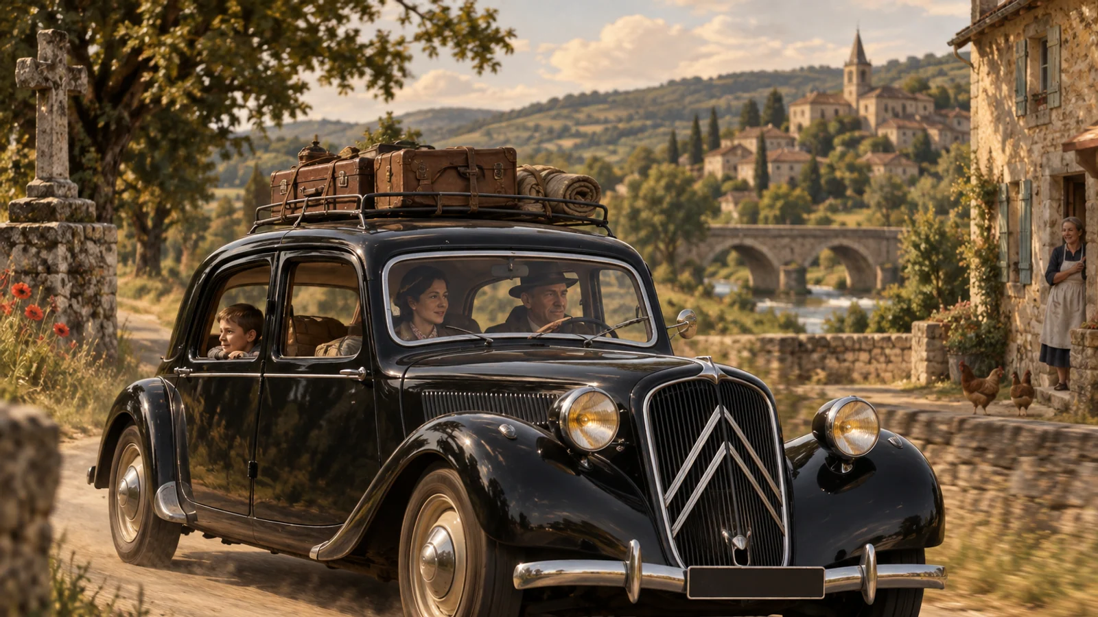 Citroën Traction Avant 11 на дороге послевоенной Франции