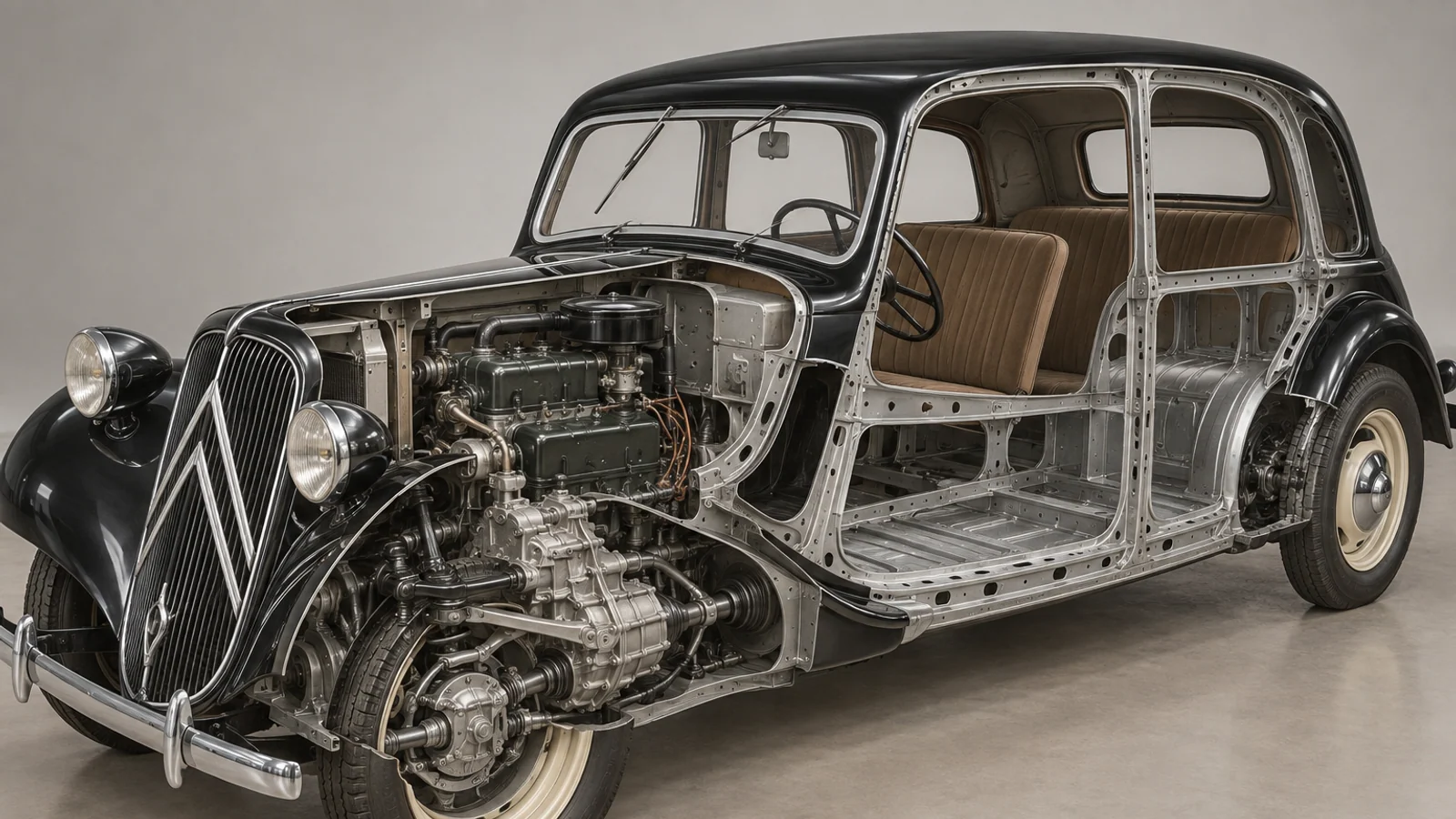 Переднеприводная трансмиссия и несущий кузов Citroën Traction Avant