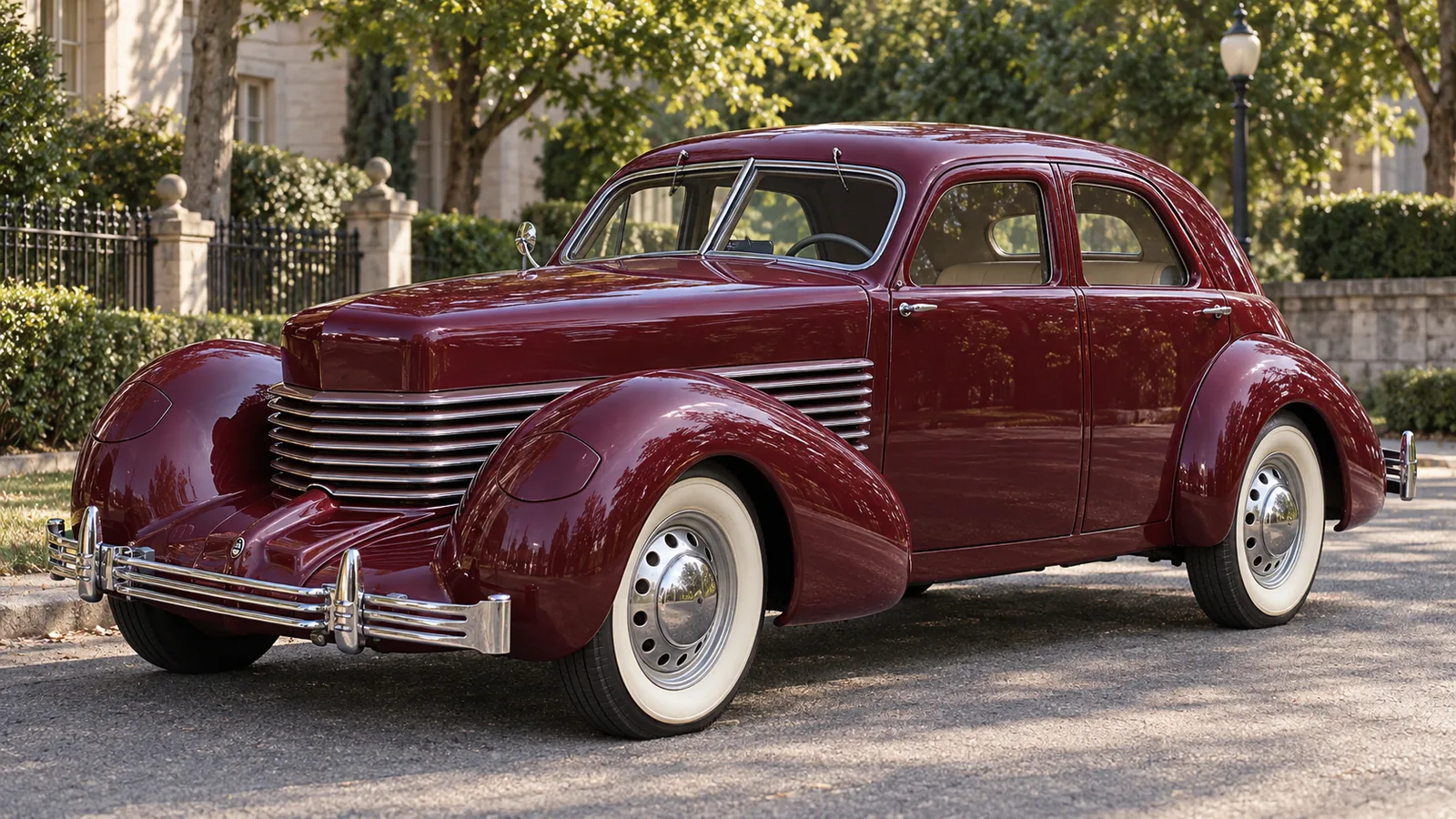 Cord 810 Westchester 1936 года, вид спереди в три четверти