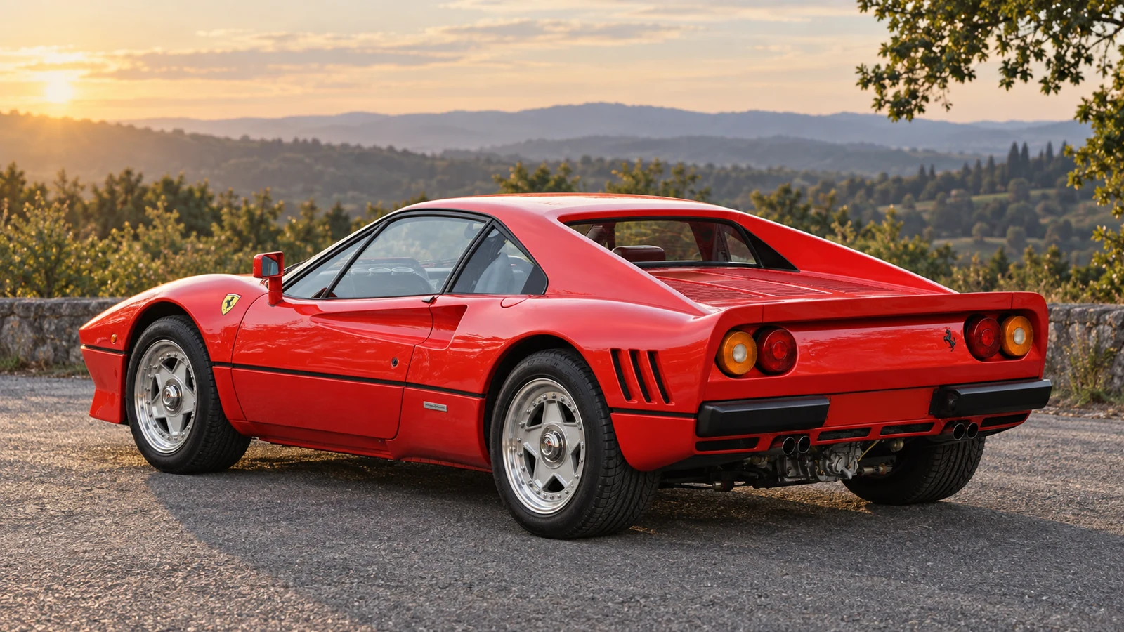 Ferrari 288 GTO 1984 года, вид слева сзади в три четверти
