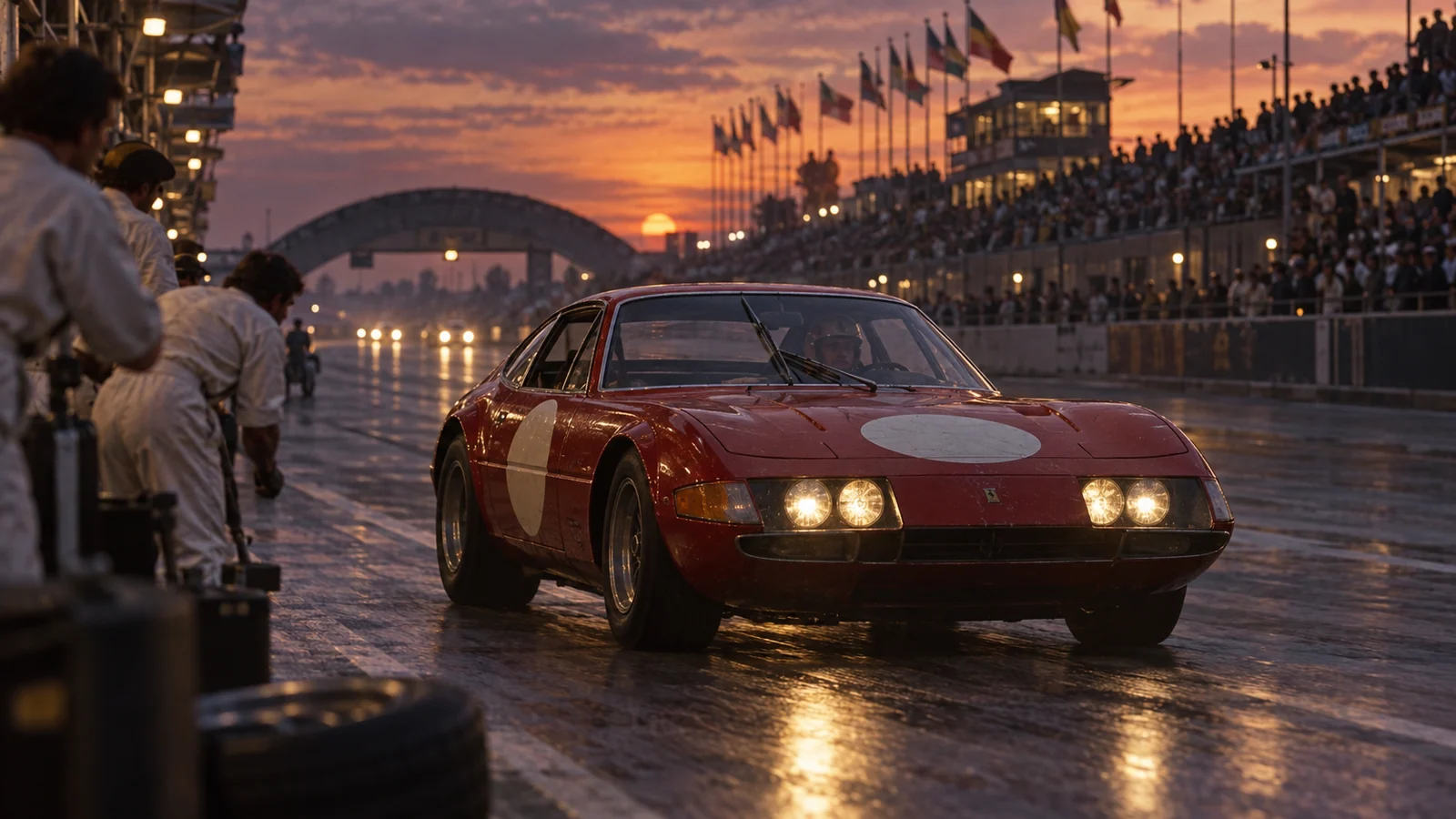 Гоночный Ferrari 365 GTB/4 в Ле-Мане