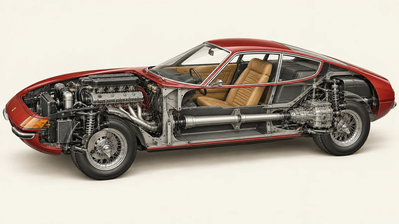 Передний V12 и задняя коробка Ferrari Daytona