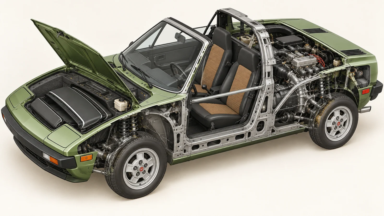 Среднемоторная компоновка Fiat X1/9