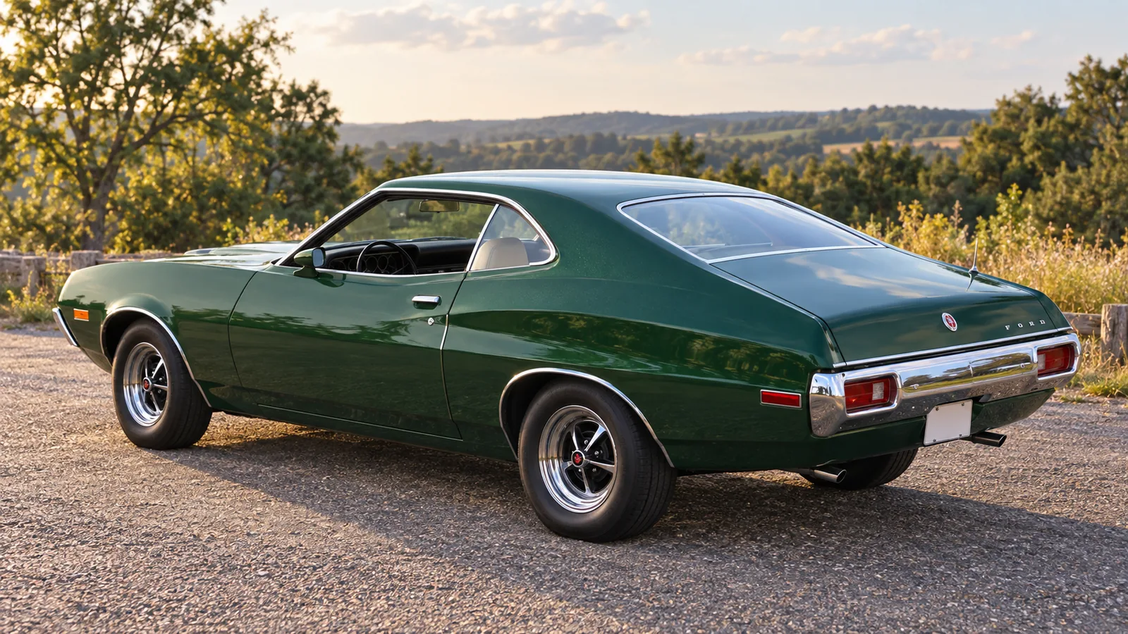 Ford Gran Torino Sport SportsRoof 1972 года, вид сзади в три четверти