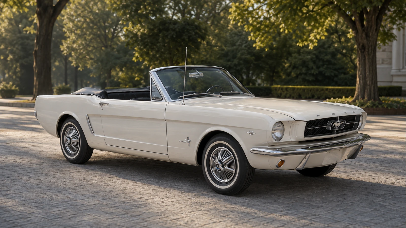 Ford Mustang: ранний кабриолет 1964 года — вид спереди в три четверти