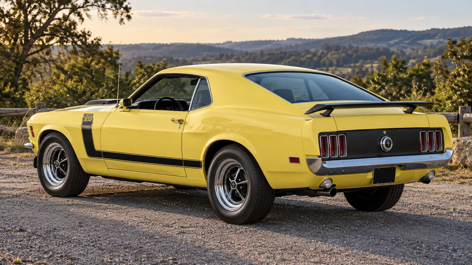Ford Mustang Boss 302 1970 года, вид сзади в три четверти