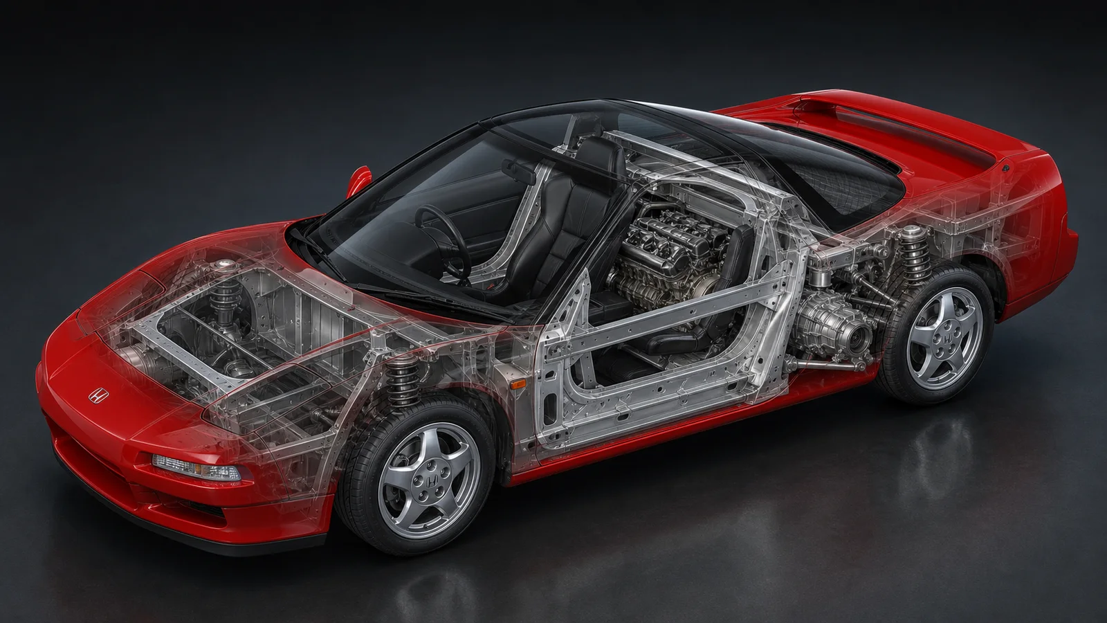 Алюминиевая структура и компоновка Honda NSX