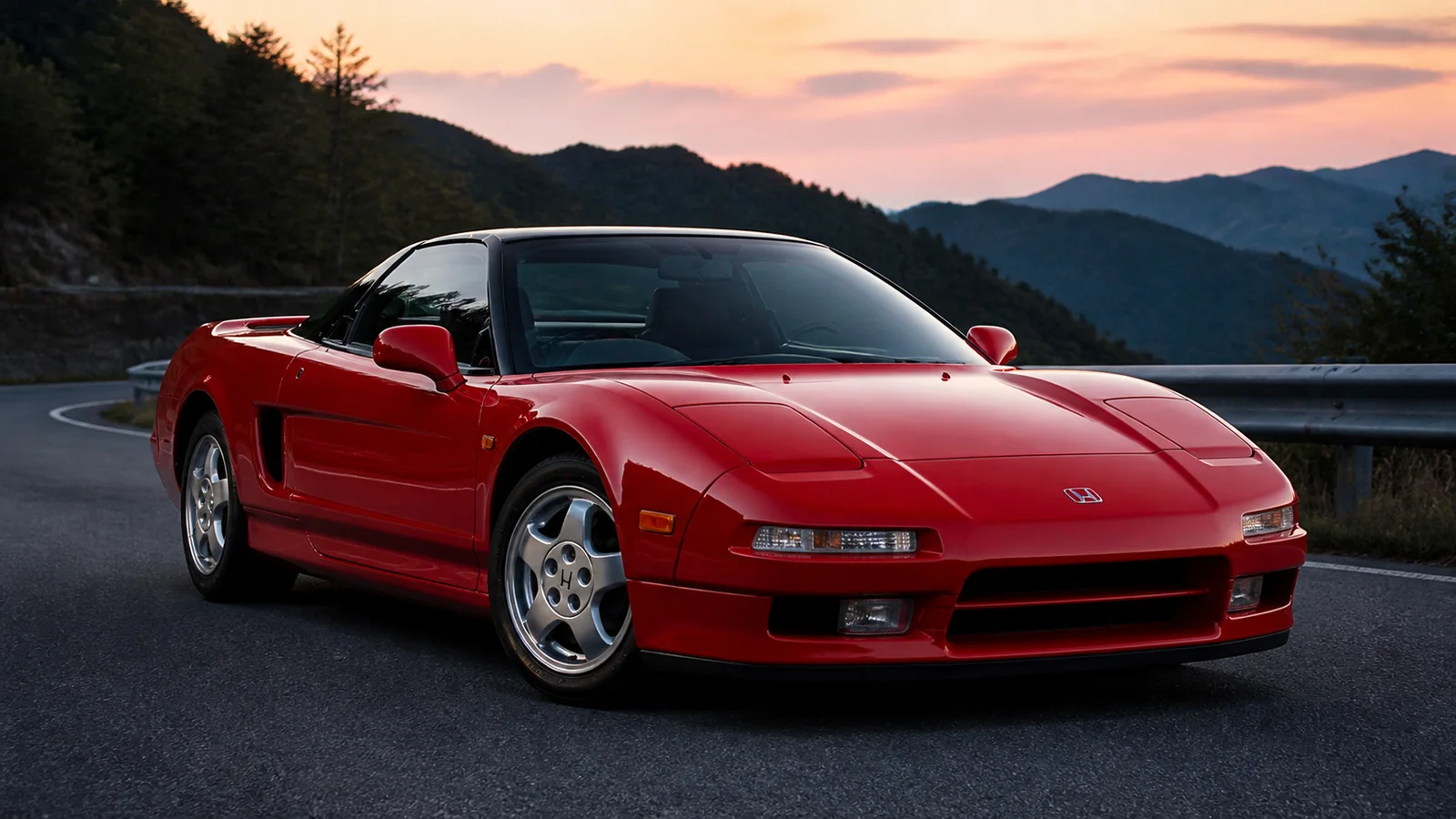 Красная Honda NSX NA1 на горной дороге