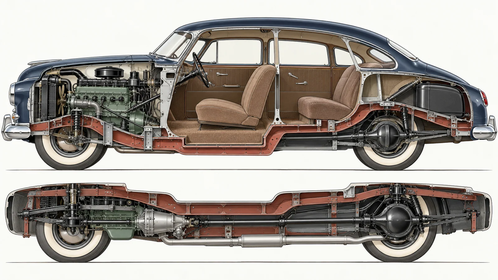 Разрез кузова Hudson Commodore с системой step-down