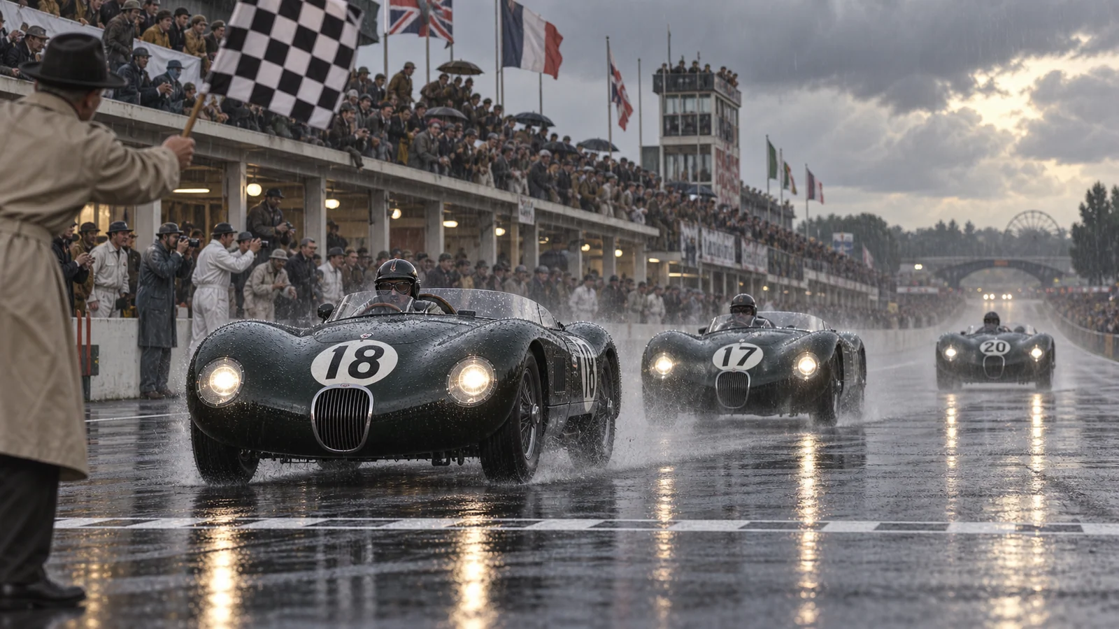 Финиш Jaguar C-Type в Ле-Мане 1953 года