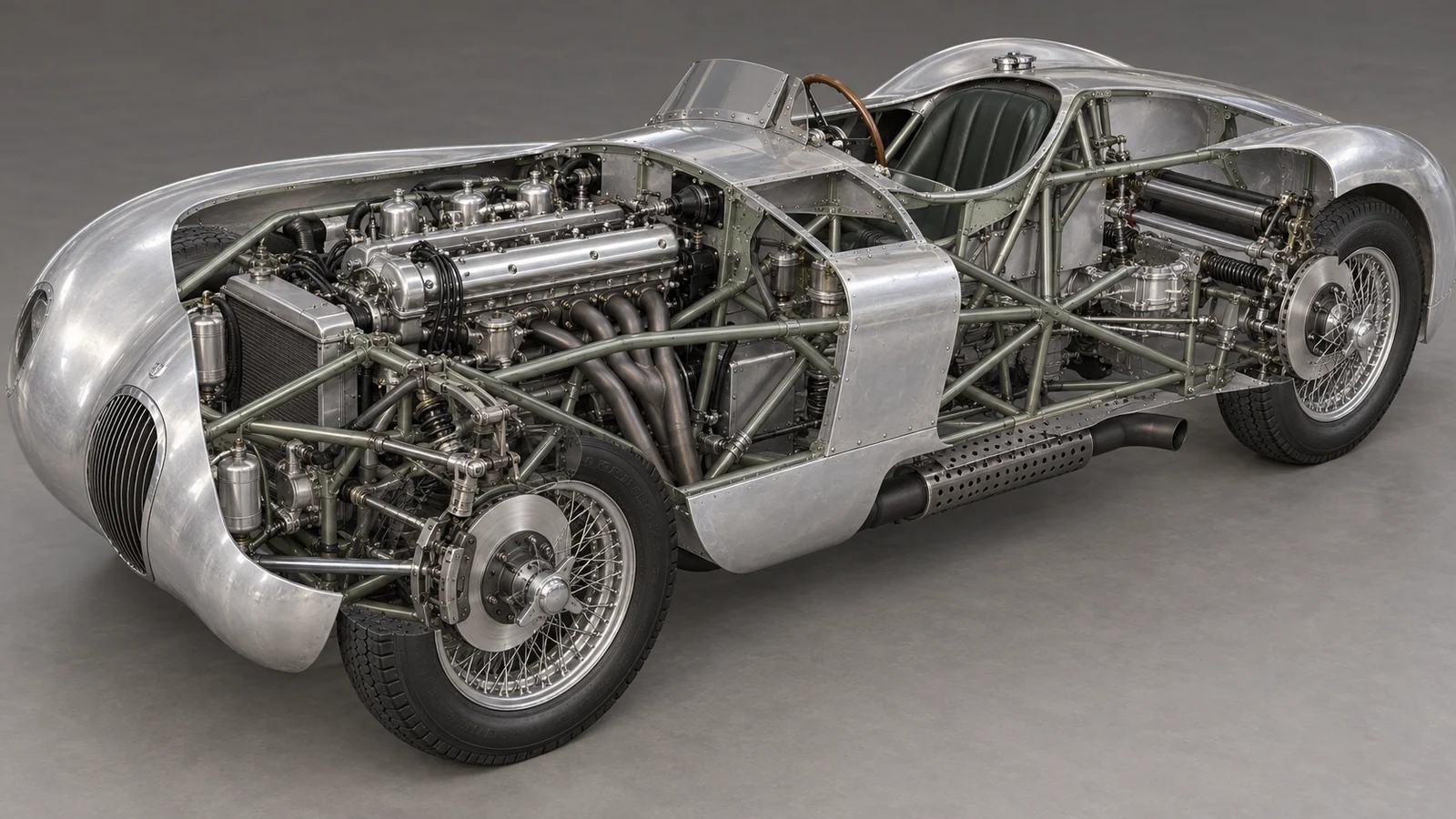 Трубчатая рама и двигатель Jaguar C-Type