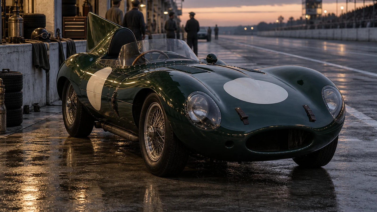 Jaguar D-Type на трассе Ле-Мана 1955 года