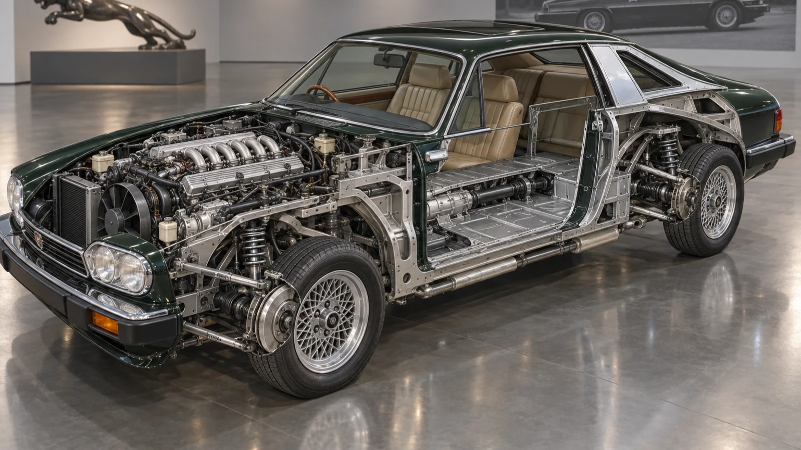 Кузов, V12 и подвеска Jaguar XJ-S в разрезе
