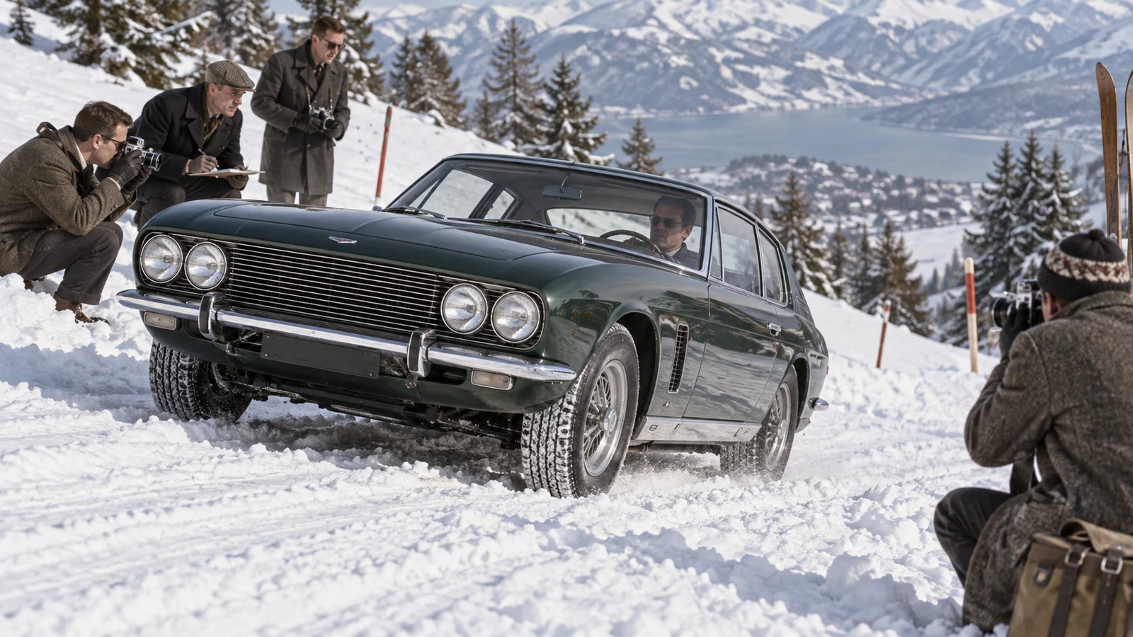 Испытание Jensen FF на снежном склоне