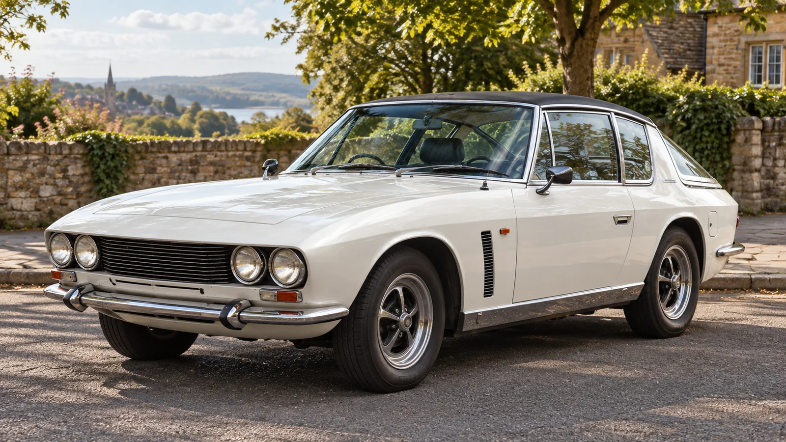 Jensen Interceptor Mk I конца 1960-х годов, вид спереди в три четверти
