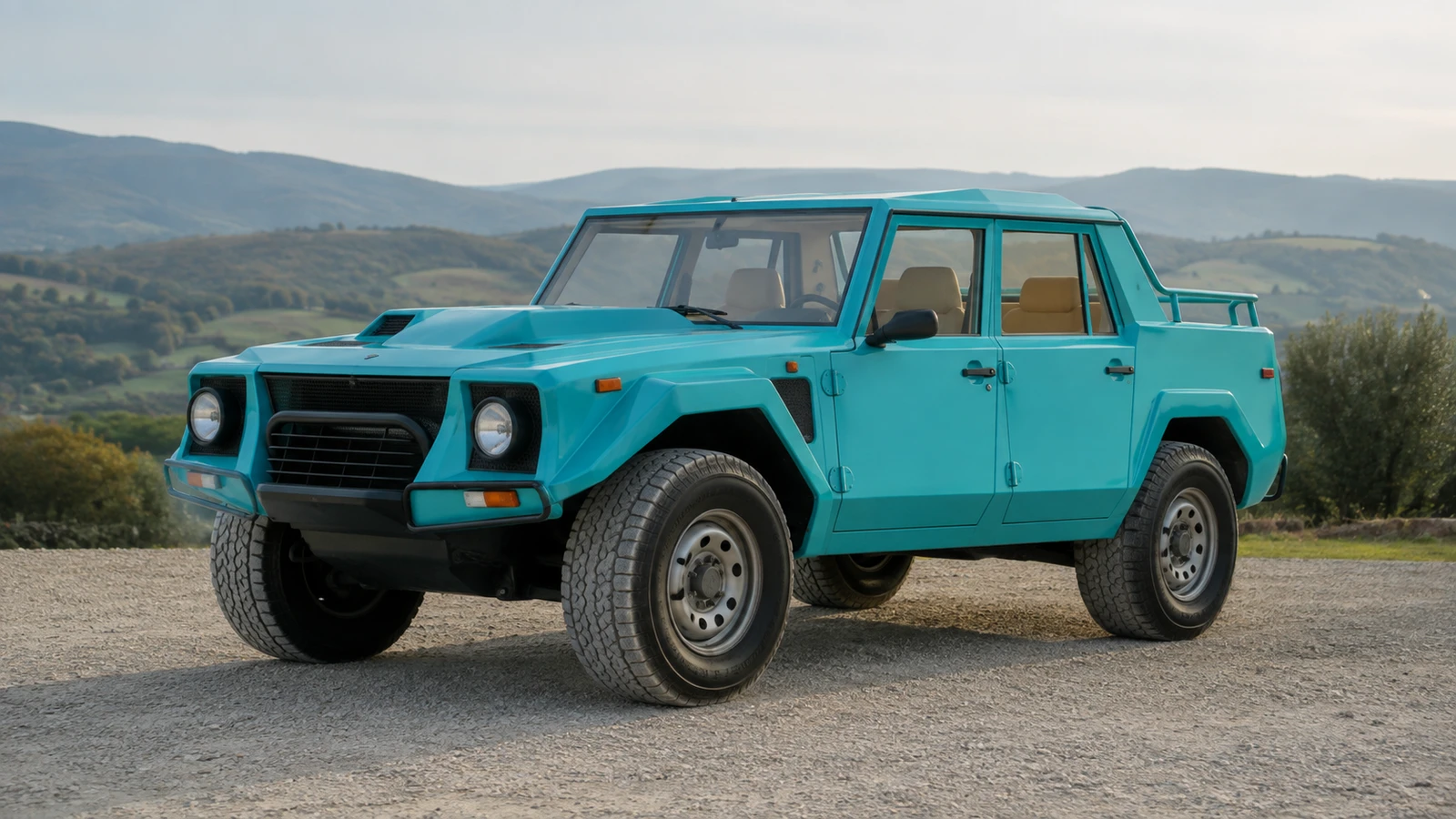 Lamborghini LM002 середины 1980-х: угловатая кабина и крупные шины