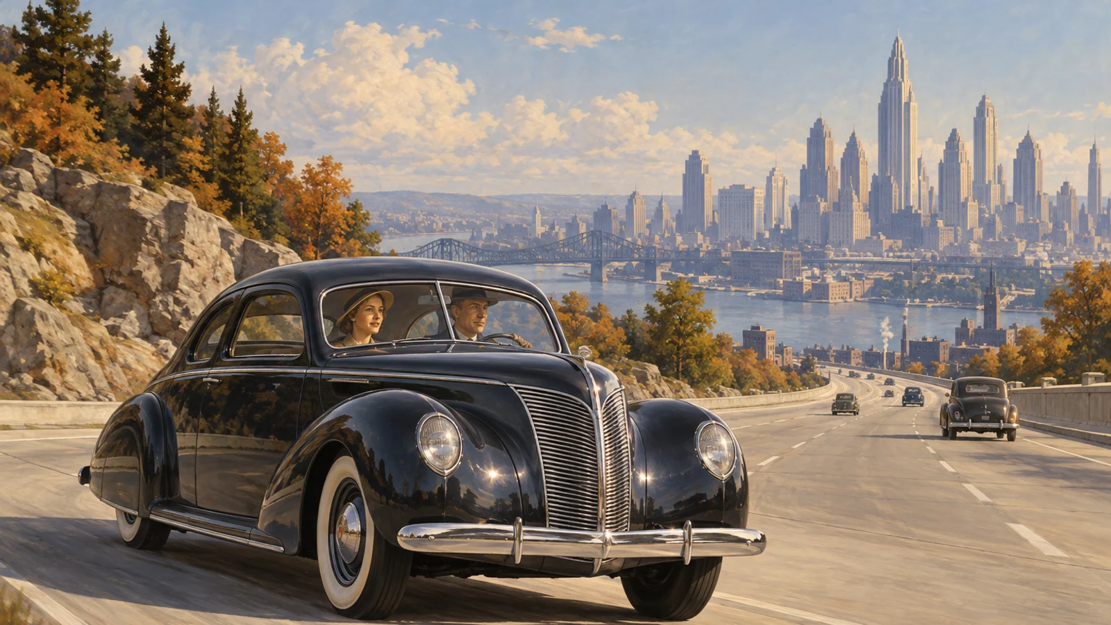 Lincoln Zephyr на американском шоссе конца 1930-х