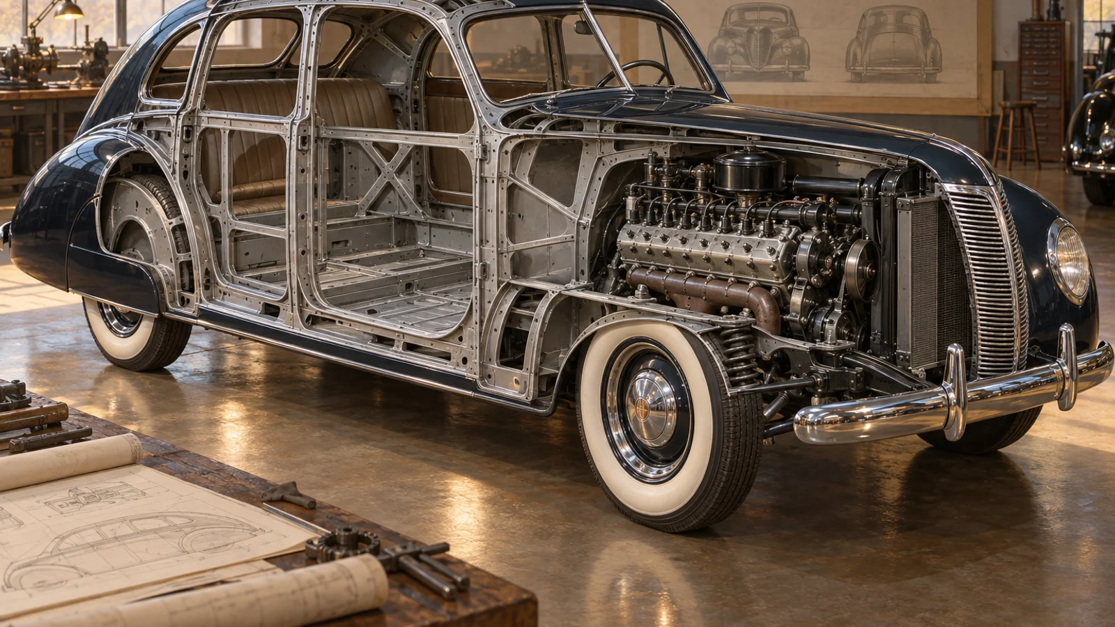 Силовая структура кузова и двигатель V12 Lincoln Zephyr