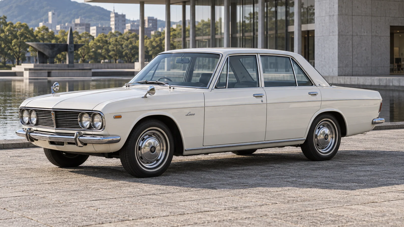 Белая Mazda Luce 1500 первого поколения