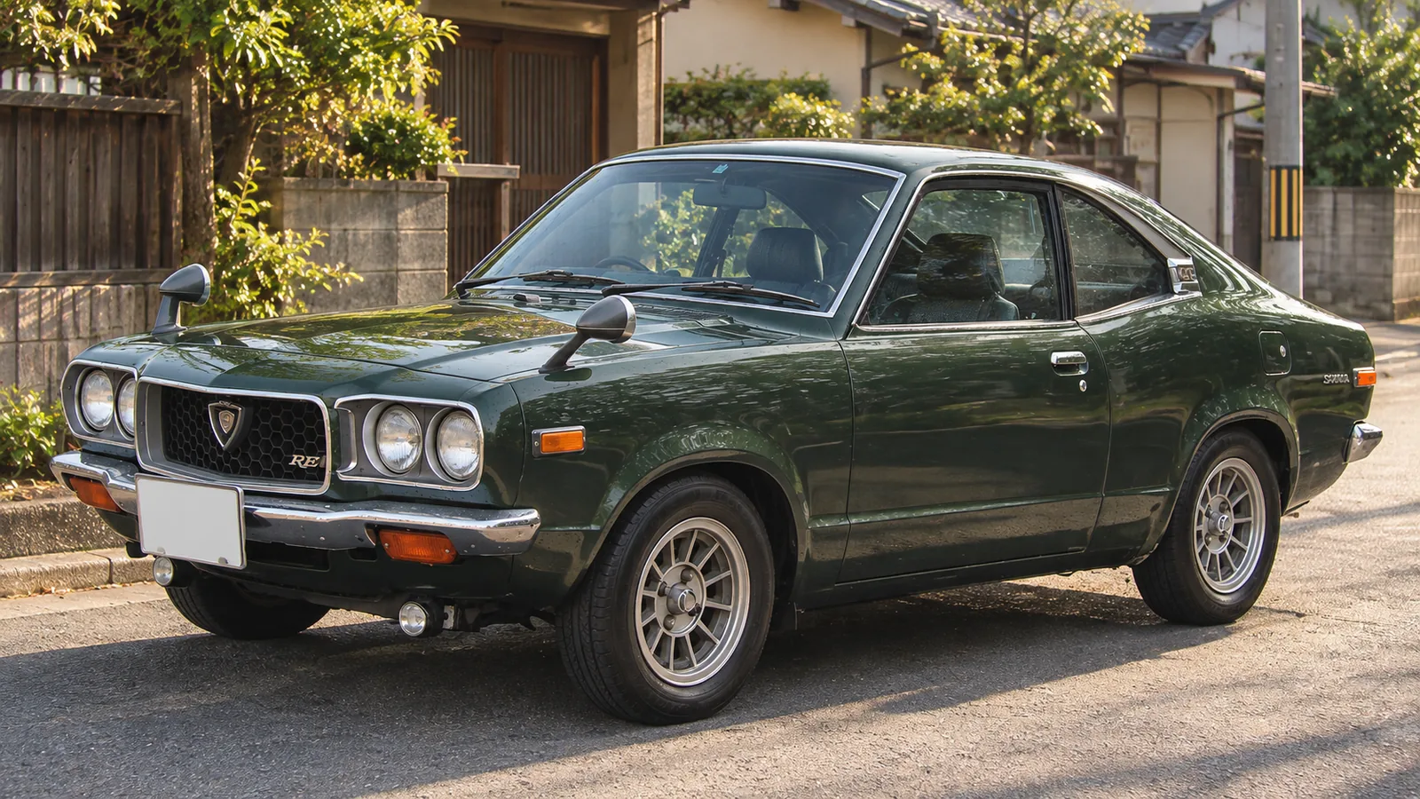 Mazda Savanna RX-3, раннее купе GT, вид спереди в три четверти