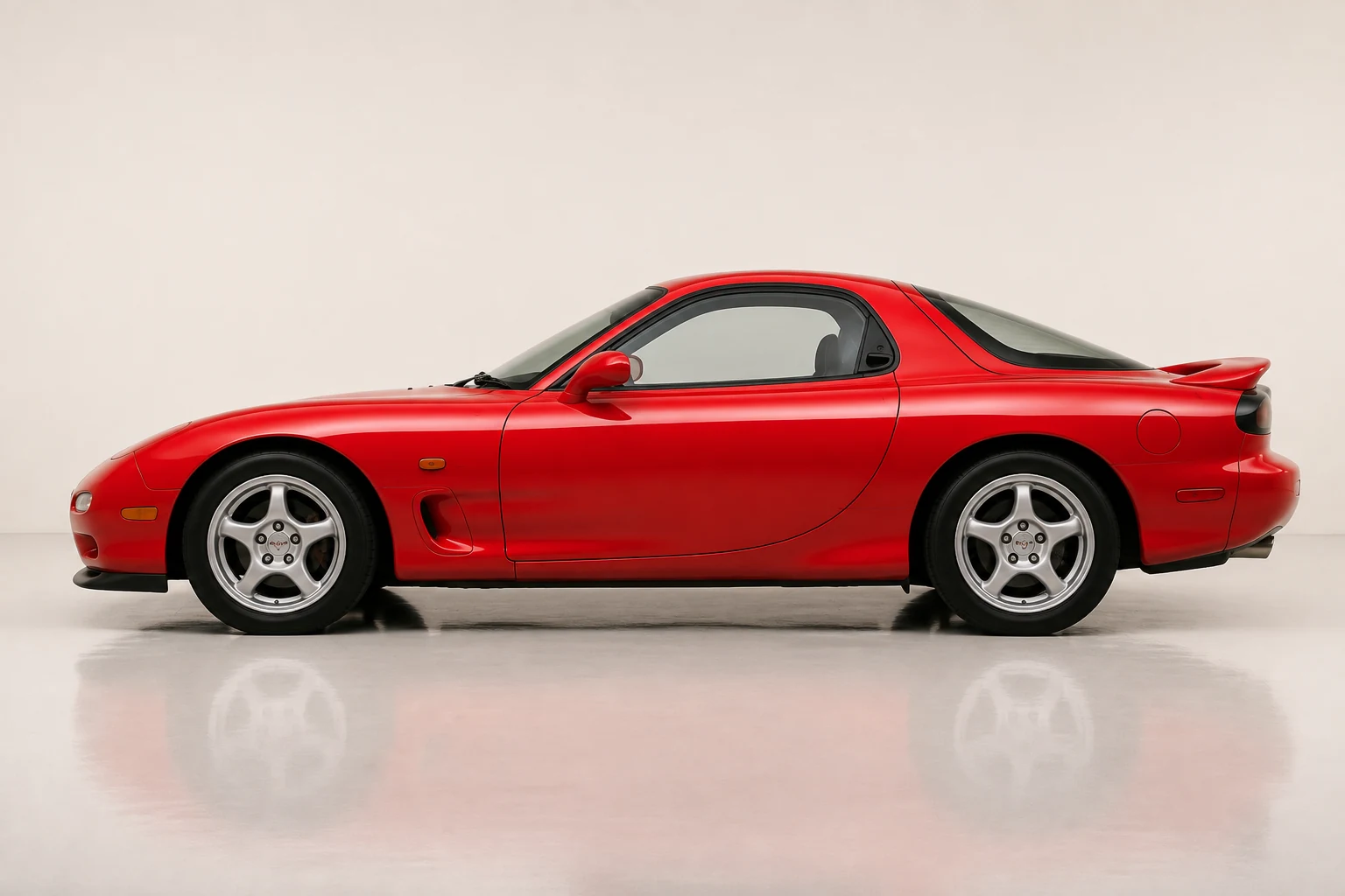 Mazda RX-7 FD в профиль, ранний кузов и низкий задний спойлер