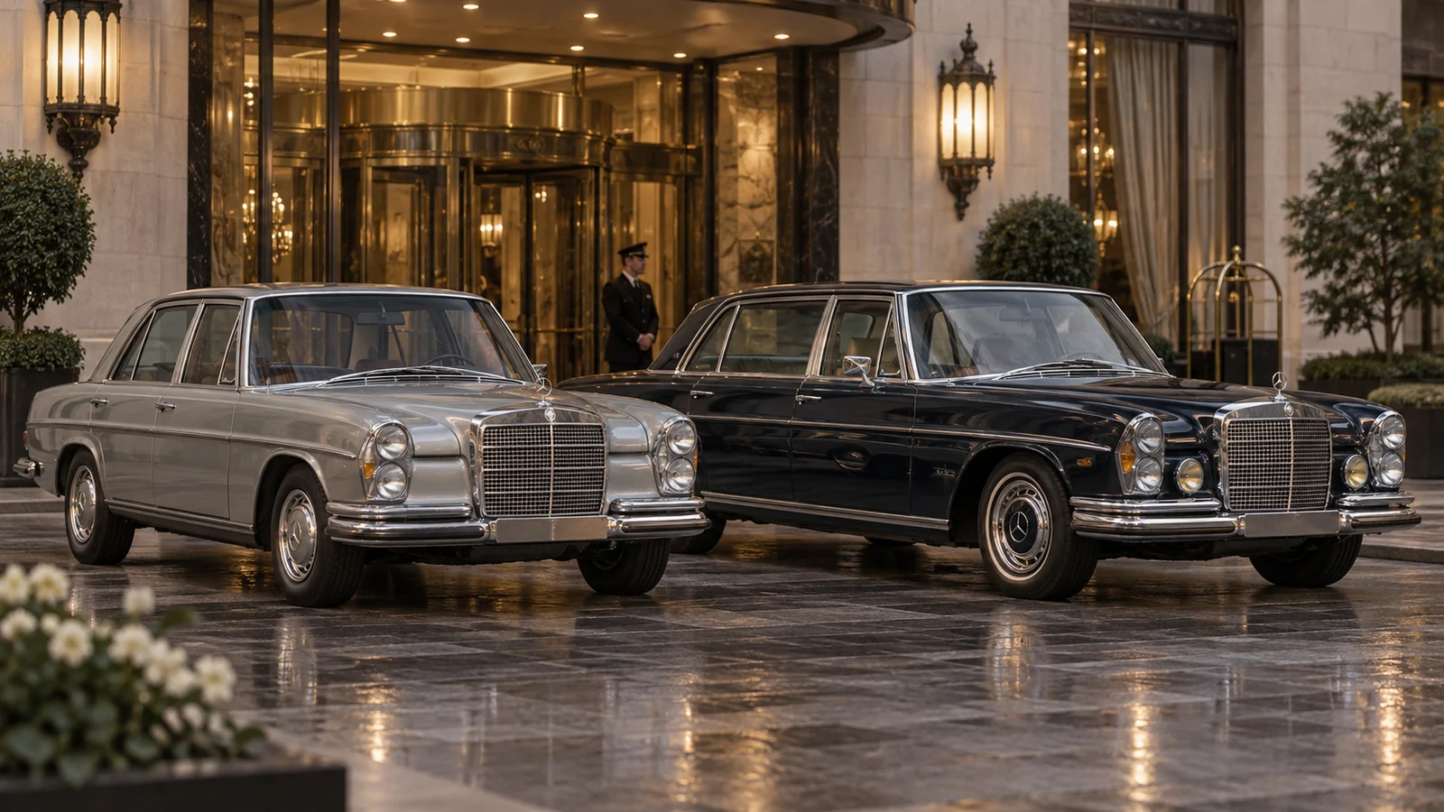 Mercedes-Benz W108 рядом с длиннобазным W109