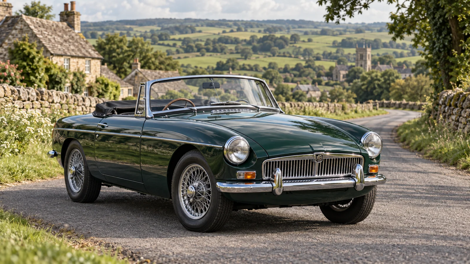 Зелёный родстер MG MGB 1963 года