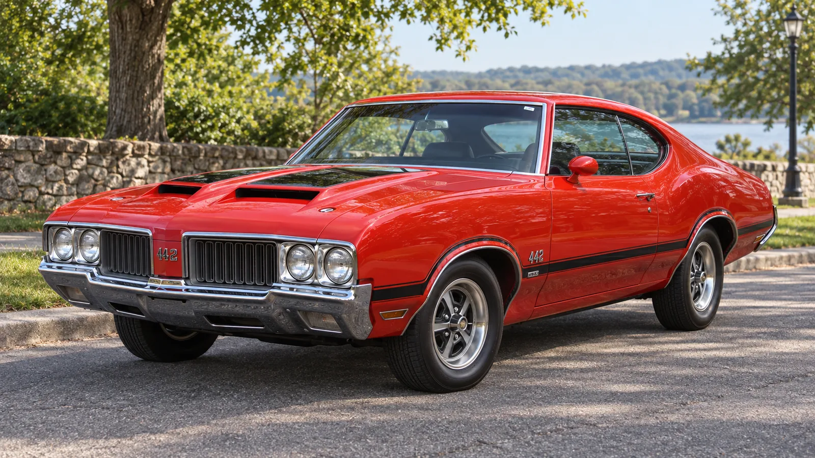 Oldsmobile 4-4-2 W-30 Hardtop 1970 года, вид спереди в три четверти