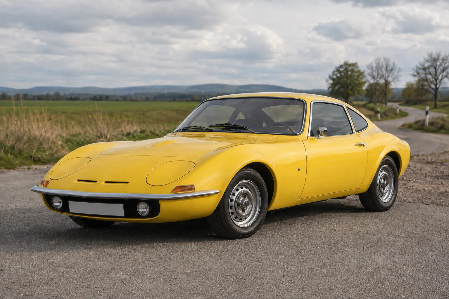 Серийный Opel GT с закрытыми фарами и низким носом