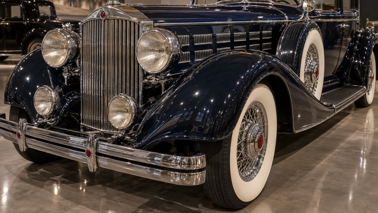 Длинный капот и радиатор Packard Twelve 1937 года