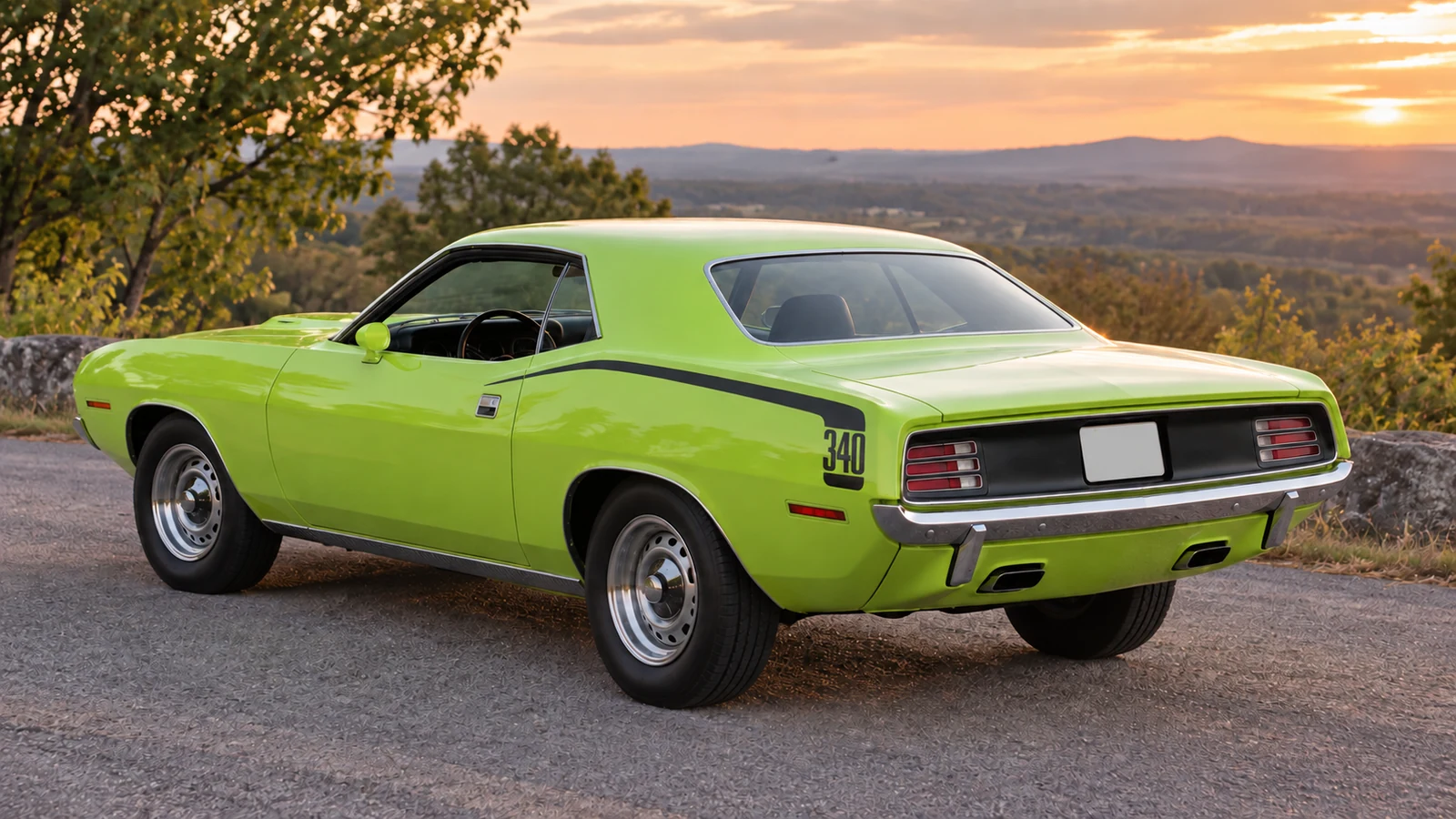 Plymouth ’Cuda 340 Hardtop 1970 года, вид сзади в три четверти