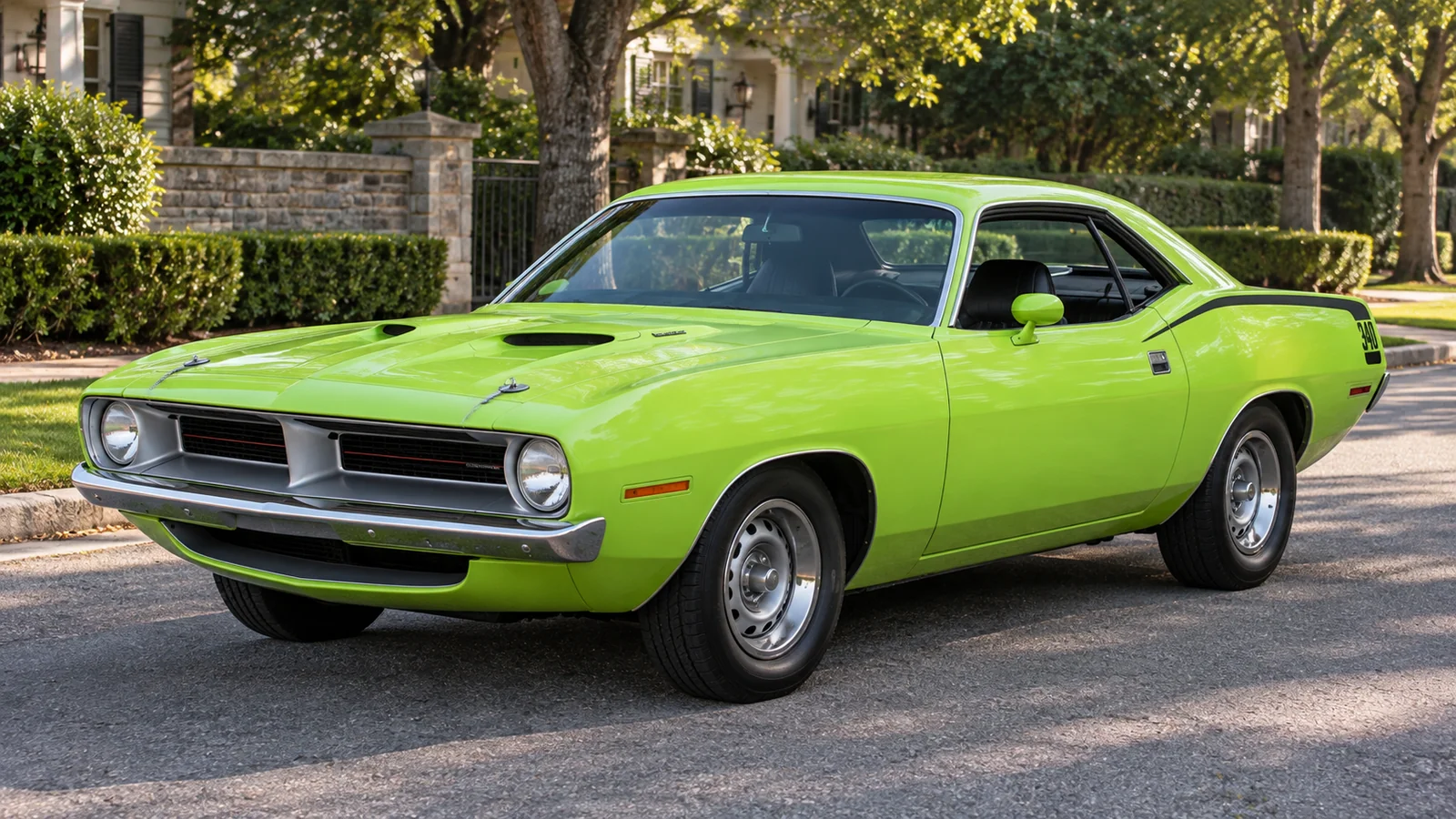 Plymouth ’Cuda 340 Hardtop 1970 года, вид спереди в три четверти