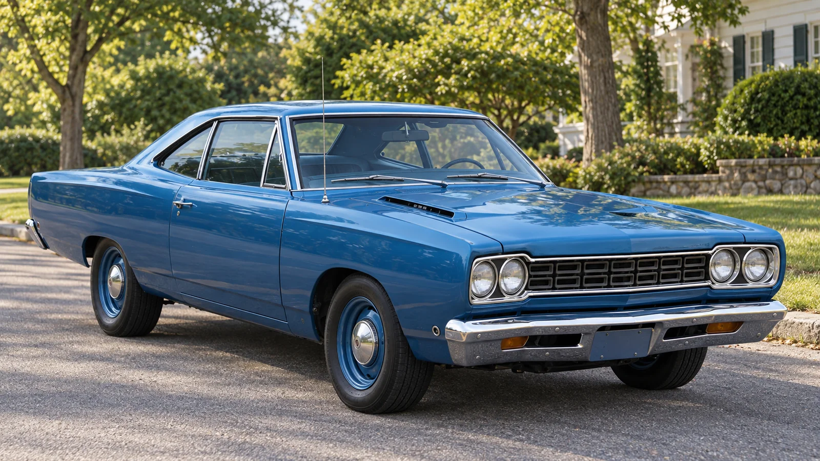 Plymouth Road Runner 1968 года, вид спереди в три четверти