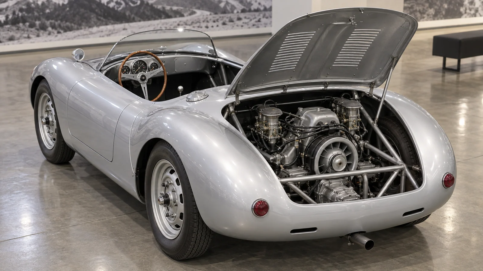 Среднемоторная компоновка Porsche 550 Spyder